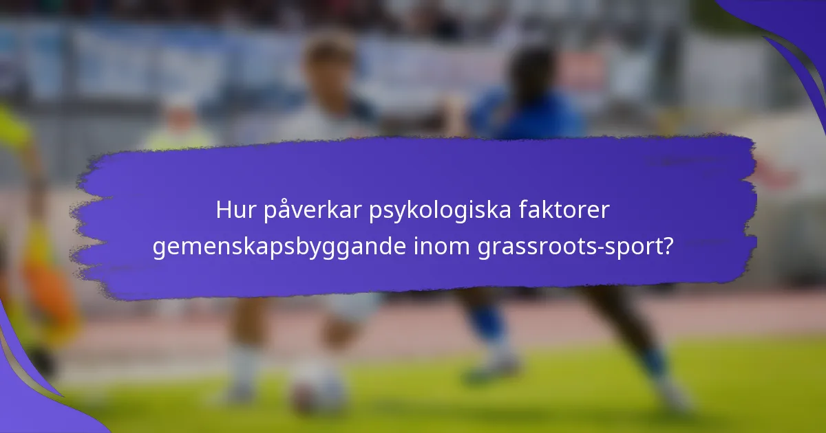 Hur påverkar psykologiska faktorer gemenskapsbyggande inom grassroots-sport?