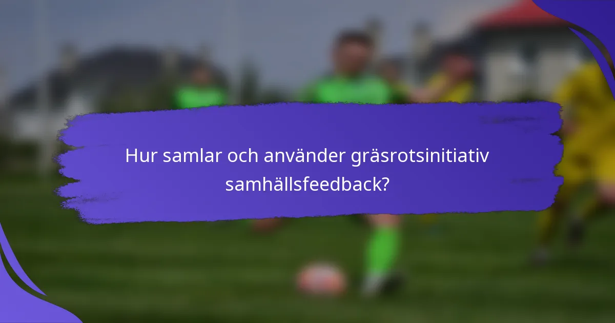Hur samlar och använder gräsrotsinitiativ samhällsfeedback?