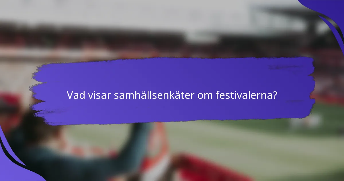 Vad visar samhällsenkäter om festivalerna?