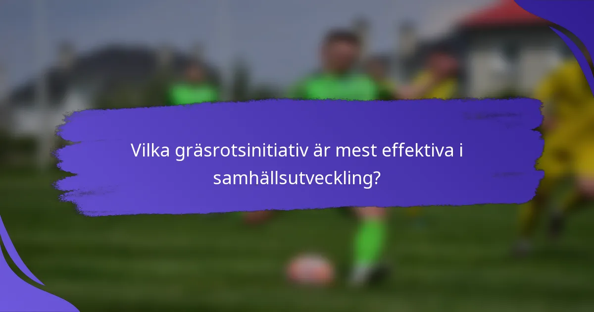 Vilka gräsrotsinitiativ är mest effektiva i samhällsutveckling?