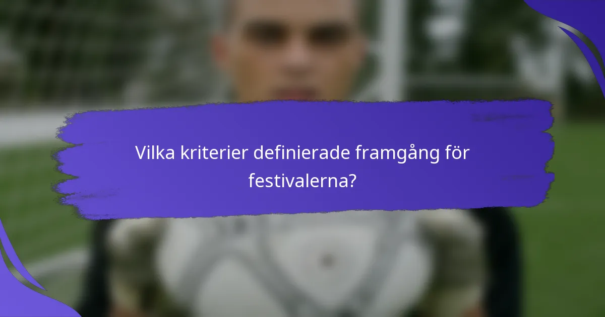 Vilka kriterier definierade framgång för festivalerna?