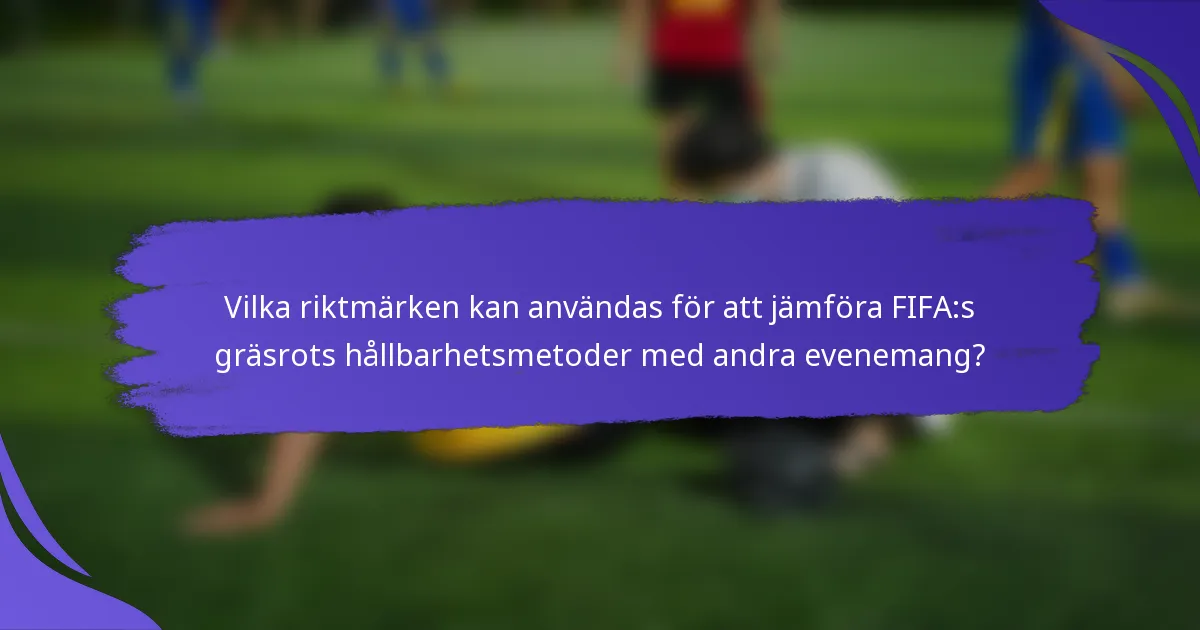 Vilka riktmärken kan användas för att jämföra FIFA:s gräsrots hållbarhetsmetoder med andra evenemang?