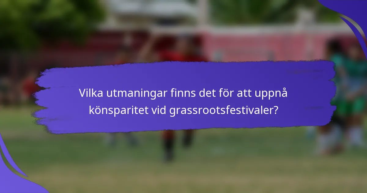 Vilka utmaningar finns det för att uppnå könsparitet vid grassrootsfestivaler?
